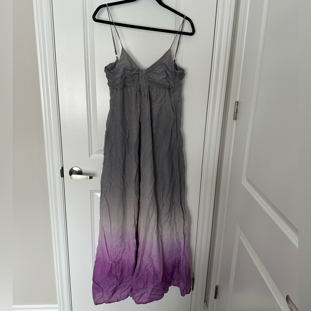 YOUNG FABULOUS & BROKE A-line flowy boho purple ombre maxi strap dress, S-M.